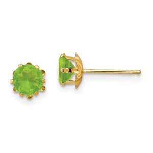 14k Yellow Gold Madi K Children's Jewelry 5mm CZ Birthstone(Aug) Earrings